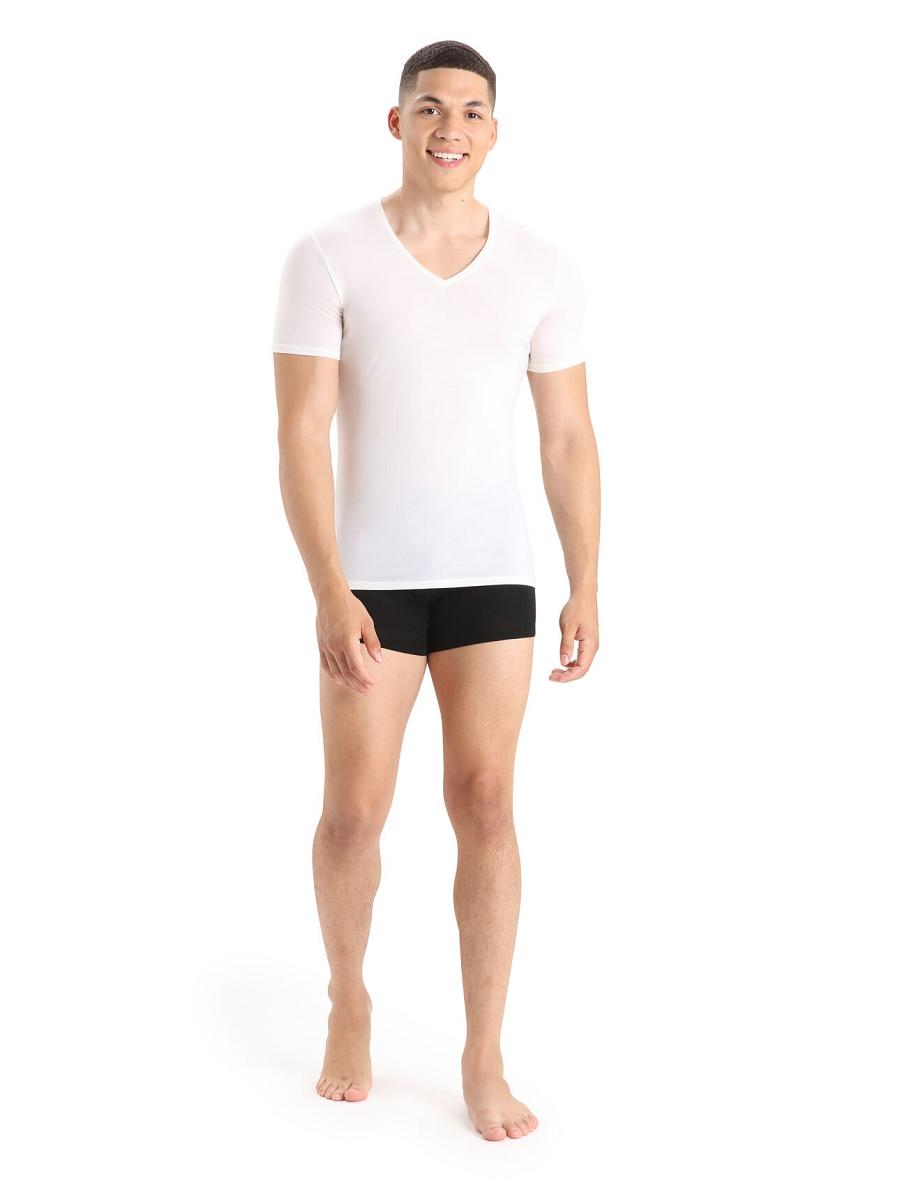 Snow Men's Icebreaker Merino Anatomica Short Sleeve V Neck T-Shirt Underwear | USA 1294CTVE